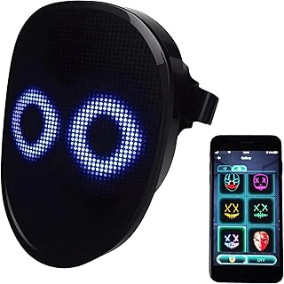 MOYACA Led Mask with Gesture Sensing, Light up mask for Men/Women/Kids LED Halloween Mask for Costume Cosplay Party