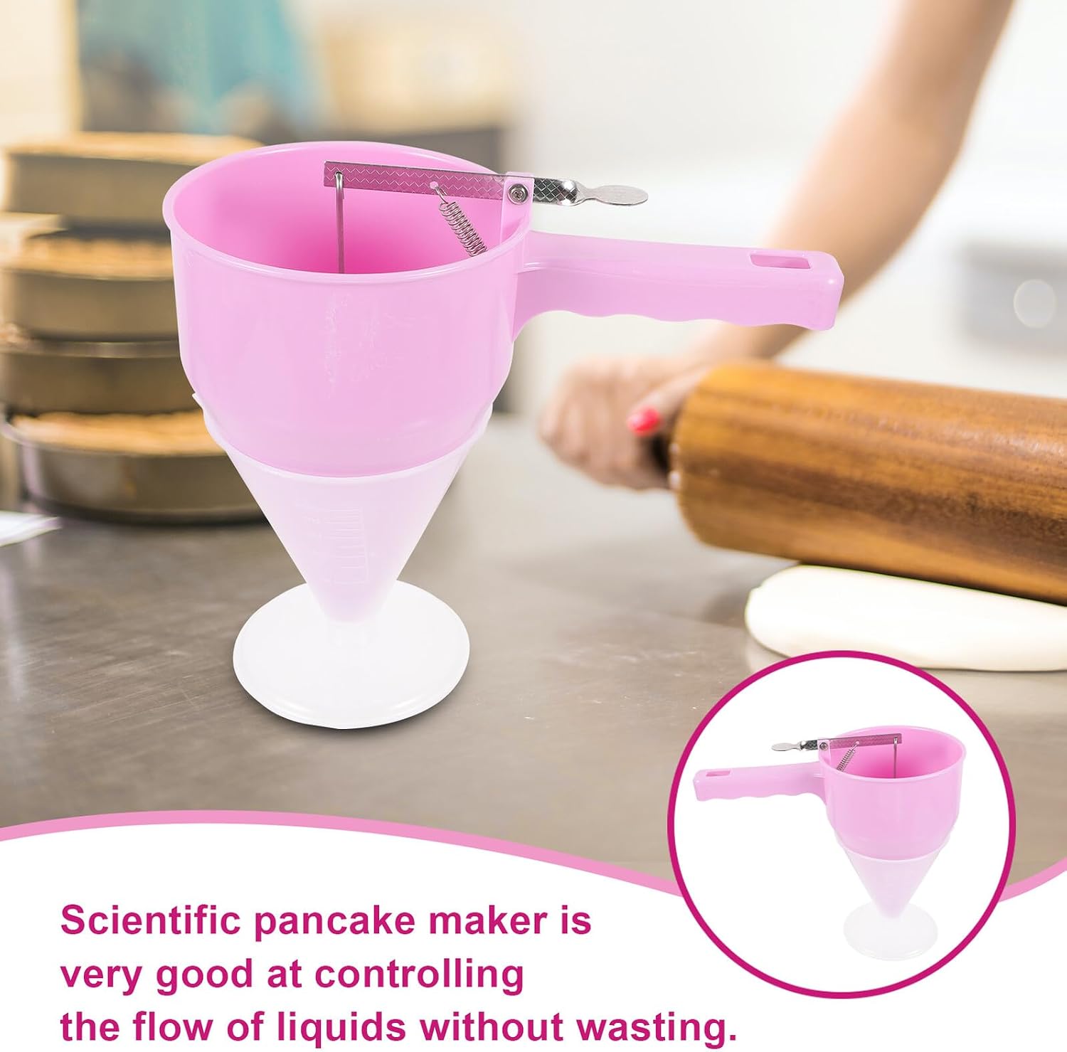 Reusable Plastic Batter Dispenser Funnel with Stand for Octopus Balls and Pancakes Handheld Kitchen Baking Tool with Mouth for Easy Pouring and Cleaning