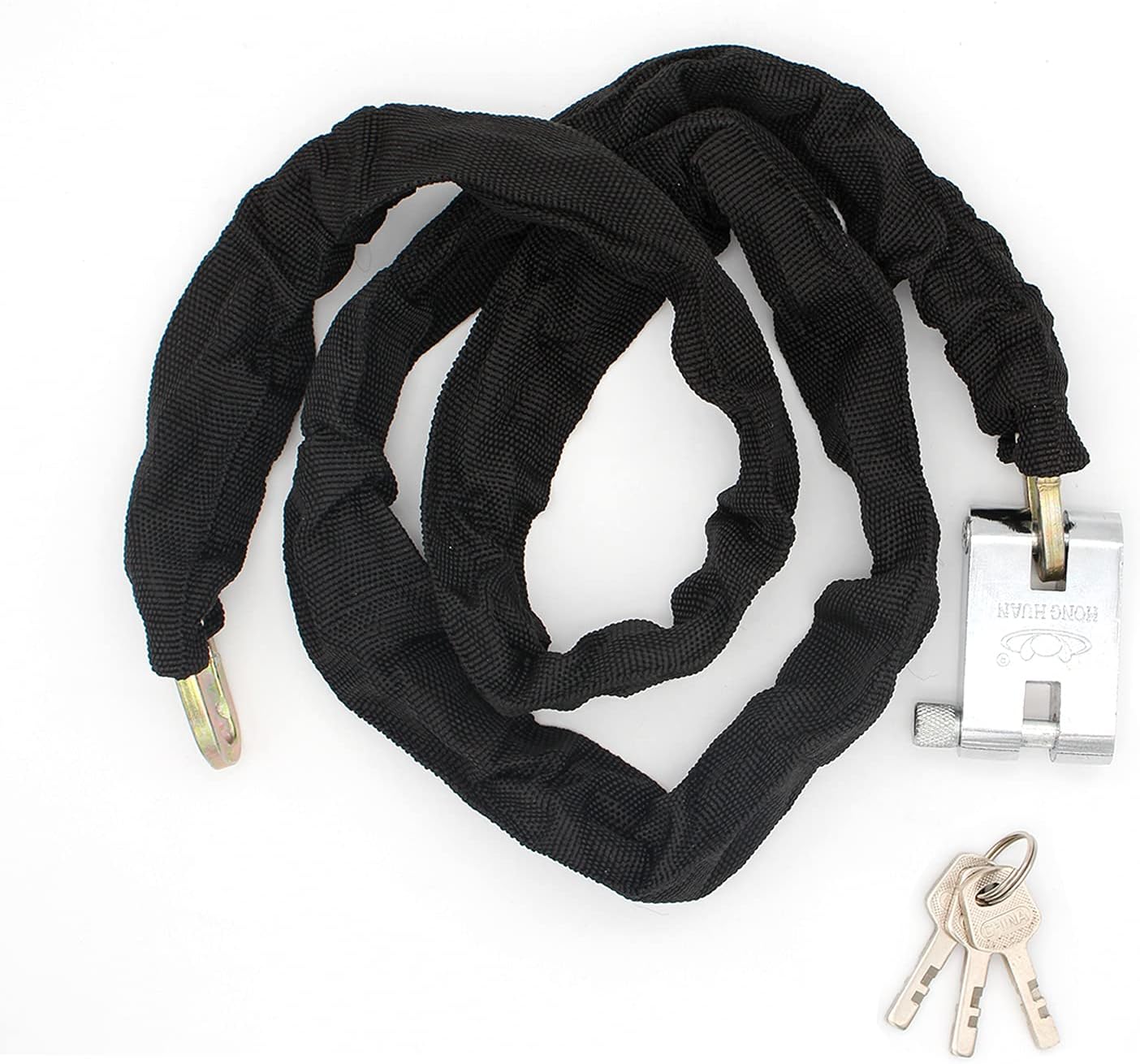 WANLIAN Heavy Duty Motorcycle Chain Lock, 4.3 FT, Black, Anti-Drill, Scratch-Resistant, Portable, Key Lock