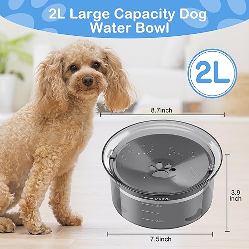 Miniatura 2 de Cuenco de agua para perros de 2 litros de gran capacidad, cuenco para perros grandes, a prueba de salpicaduras, cuenco flotante de agua de viaje