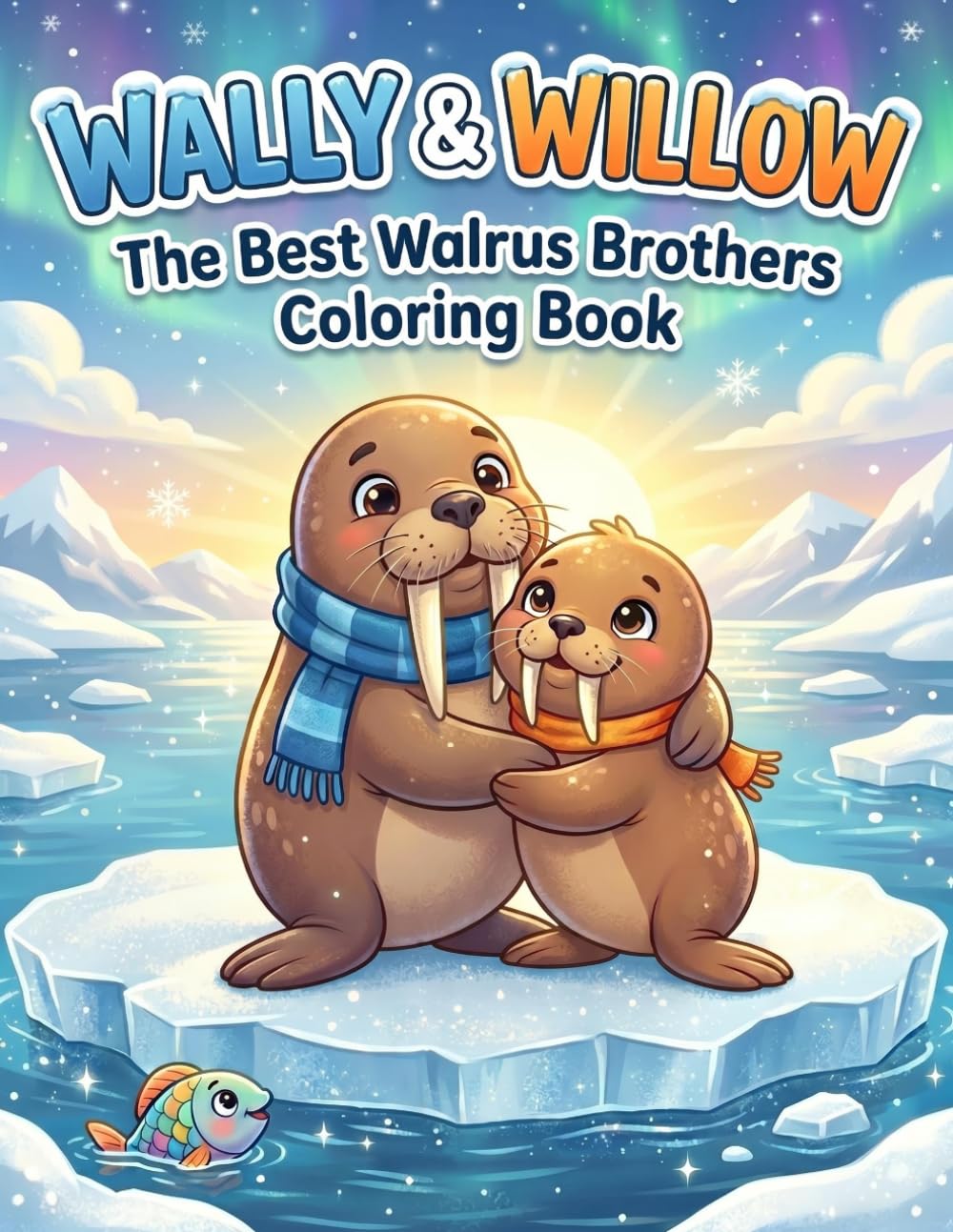 Wally & Willow: The Best Walrus Brothers Coloring Book: 60 Fun and Unique Walrus Coloring Pages for Kids Ages 4-8 — Cute Arctic Ocean Animal ... Animal Designs for Stress Relief, Relaxation