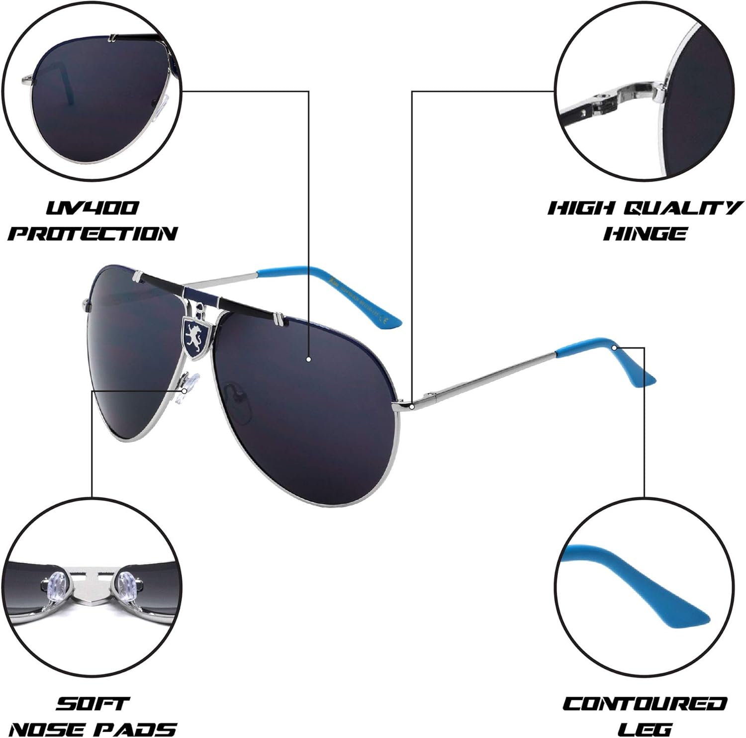 Khan Axle - High Performance Spring Hinge Sports Racing Aviators Sunglasses