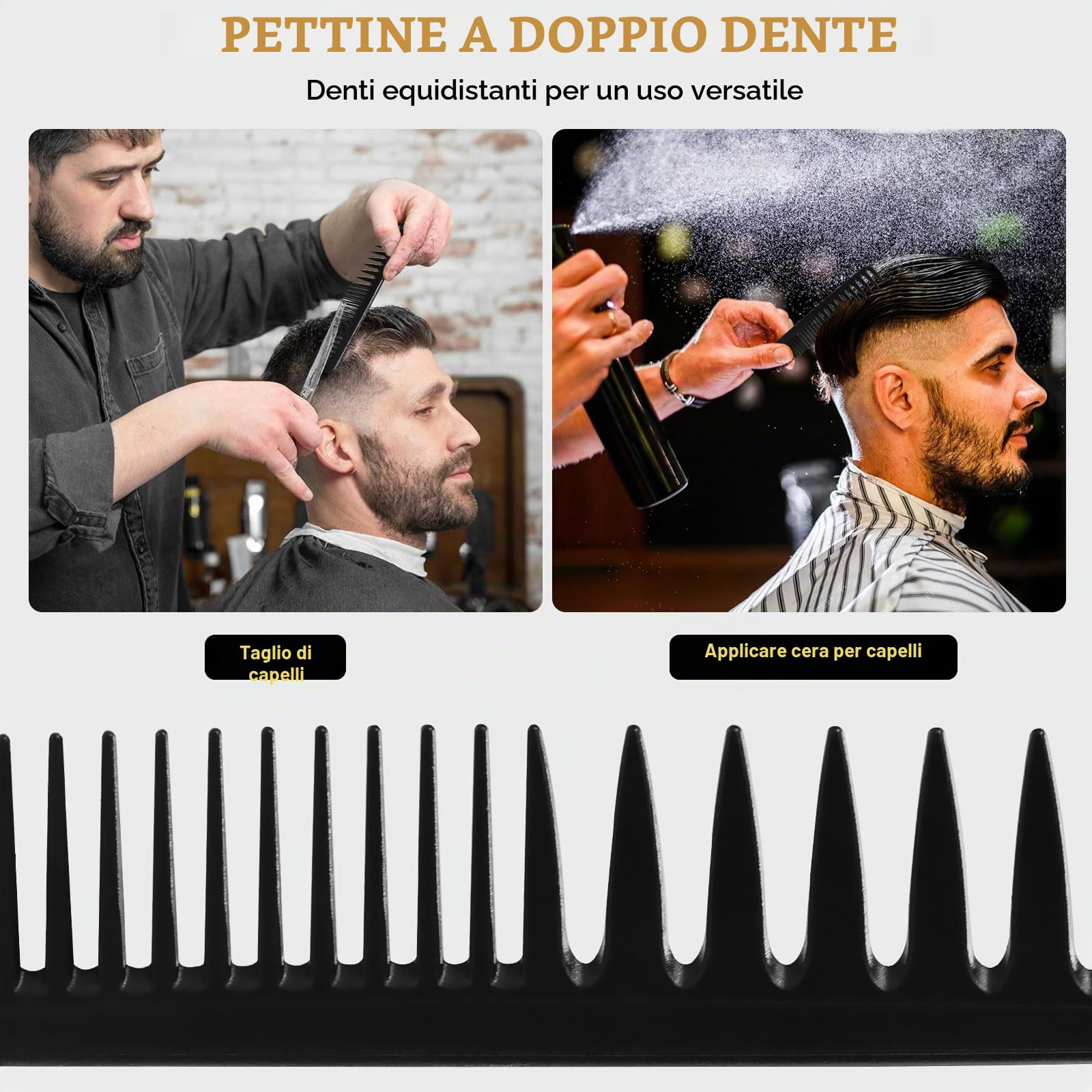 DUAIU Pettine Uomo,5Pcs Pettine Capelli Uomo,Spazzola Capelli Ricci,Spazzola Piatta,Resistente AI Calore Spazzola Ricci Styling,Pettine Denti Larghi per L'asciugatura a Soffio,Taglio,Slick Back
