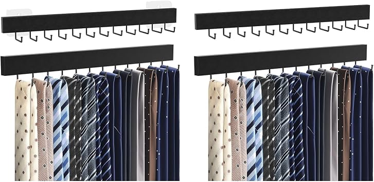 Adhesive Wooden Tie Rack 2 Pcs and Tie Rack 2 Pcs