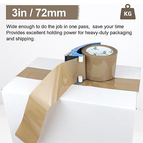 Miniatura 2 de BOMEI PACK Cinta de embalaje marrón de 3 pulgadas de ancho, 12 rollos repuestos de cinta de embalaje marrón resistente para cajas de mudanza, envío