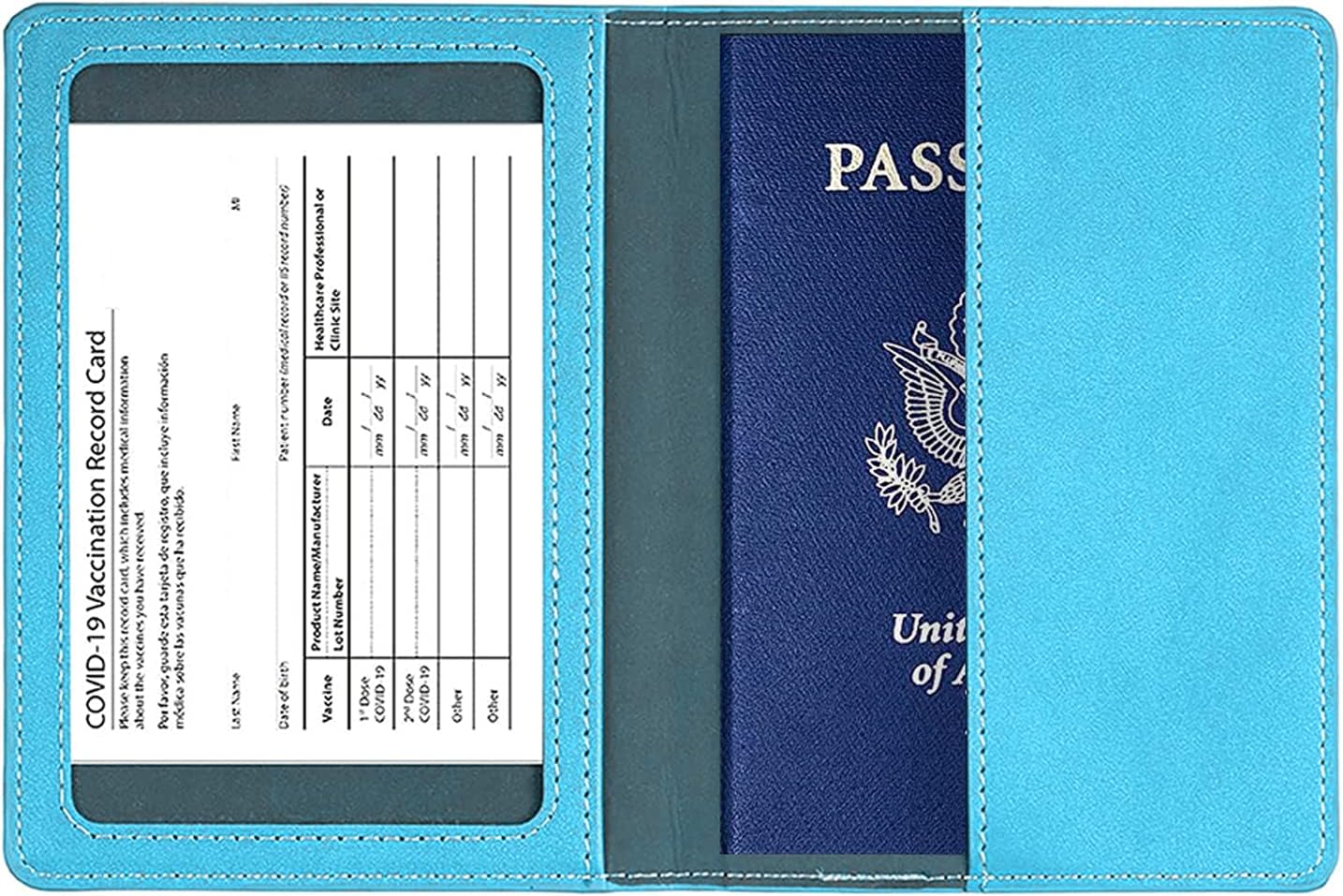  | Passport and Vaccine Card Holder Combo, Leather PU Passport Holder with Vaccine Card Slot Passport Cover for Women Men(Dark Blue) | Passport Covers