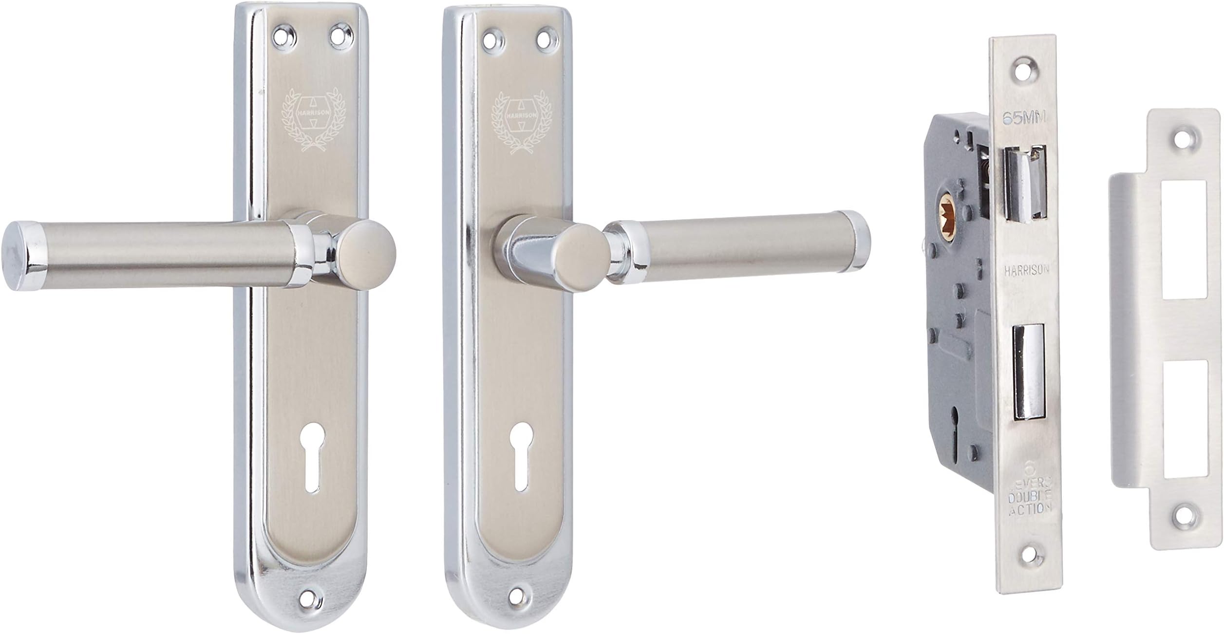 Harrison CIAZ-67875 Zinc Projecto Door Handle Set (Silver, 2 Keys)
