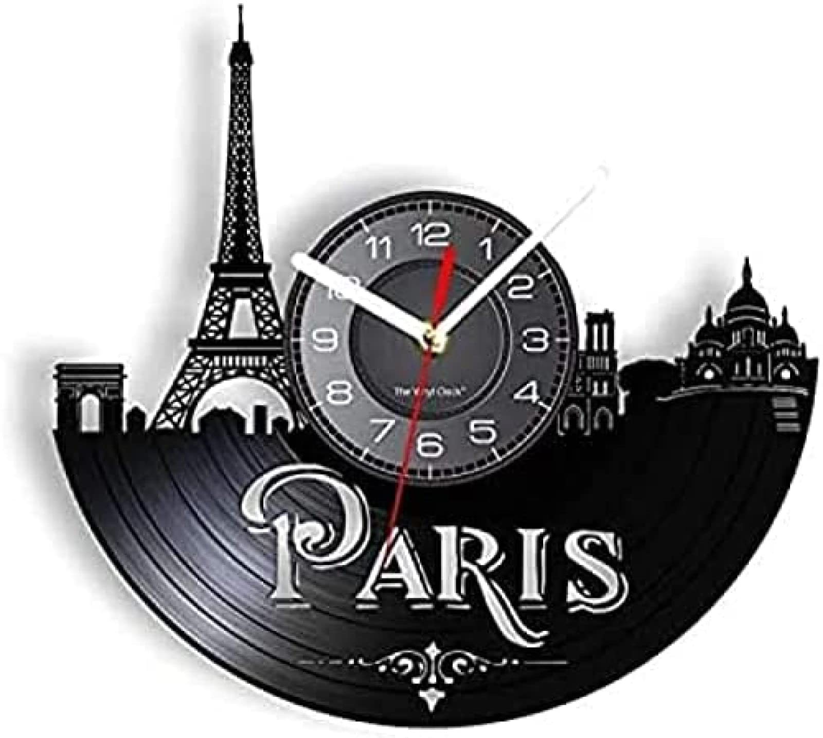 Horloge vinyle French Landmark Paris pour un cadeau rétro inoubliable