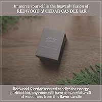 Vista 4 de Blessed is She Tarro de vela de vidrio perfumado con tapa de California Redwood y Cedro, 7.2 onzas, cera de soja 100% natural con velas de mecha