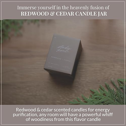 Miniatura 4 de Blessed is She Tarro de vela de vidrio perfumado con tapa de California Redwood y Cedro, 7.2 onzas, cera de soja 100% natural con velas de mecha de