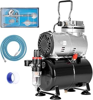 VIVOHOME Airbrush Kit with 1/5 HP Professional Air Compressor with 3L Tank, Quiet Air Brush Paint System Set with 0.3mm Dual Action Airbrush Gun and Tape, Gravity Feed