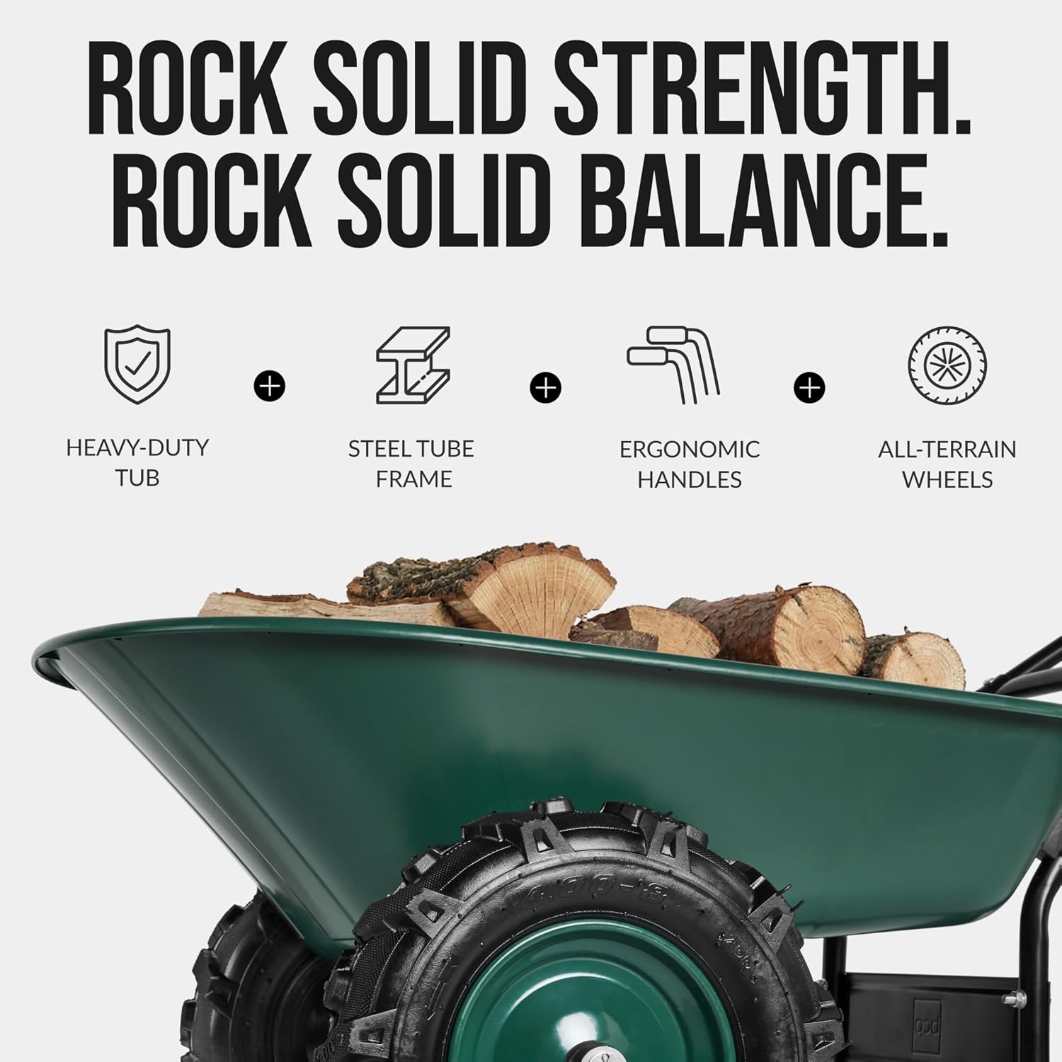 Best Choice Products Dual-Wheel Wheelbarrow Garden Cart - 500 lb Capacity, Extra-Large Wheels, Built-in Stand, for Yard, Garden & Landscaping - Green