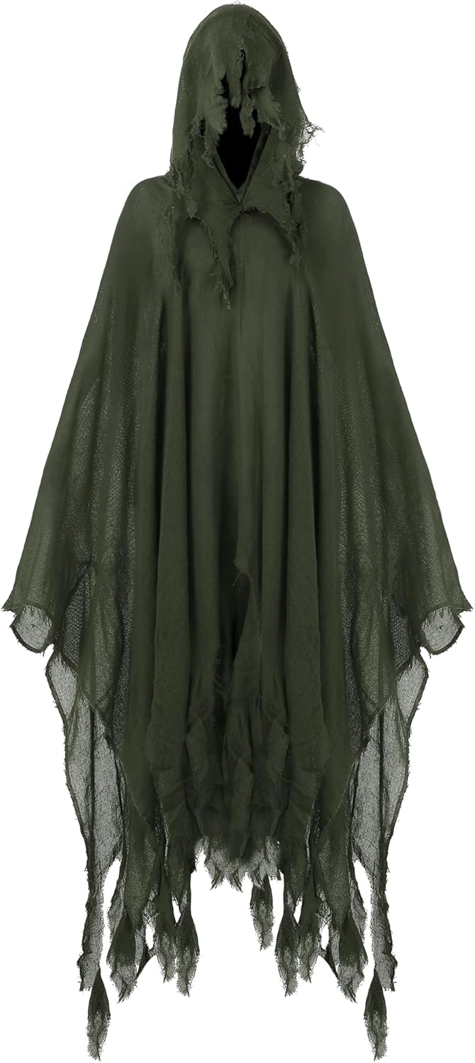 Fourluoo Halloween Grim Reaper Costume Halloween Hooded Cloak Cosplay Costumes for Adult Medieval Renaissance Cape