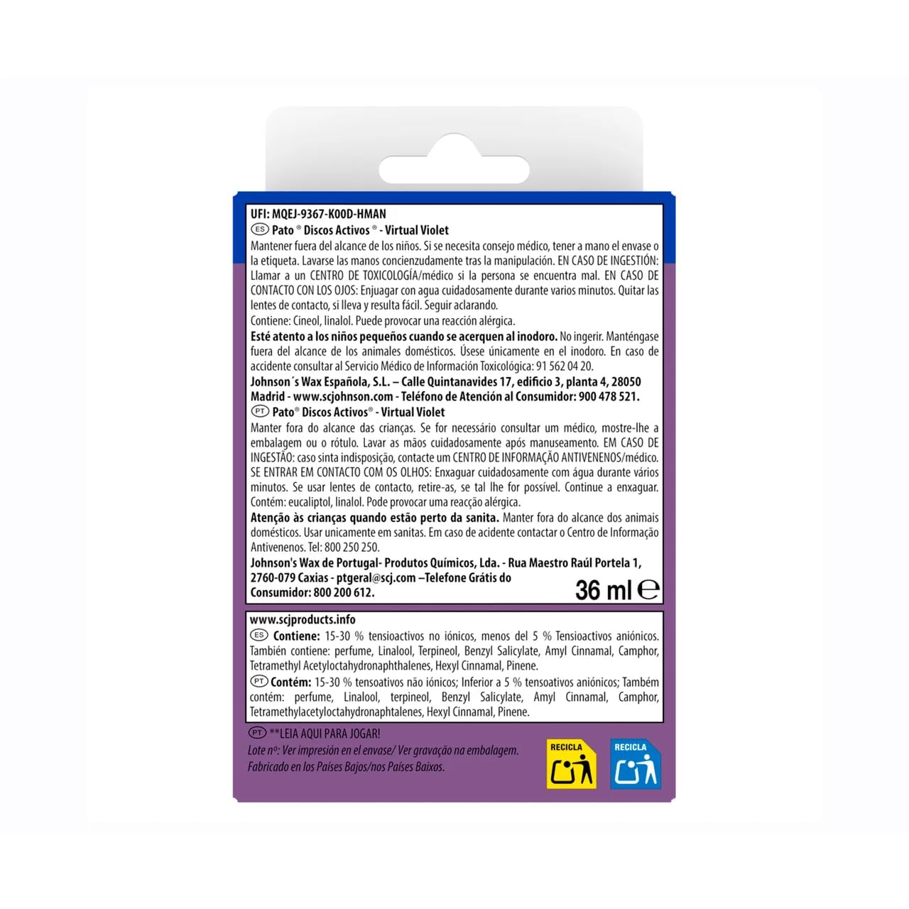 Lot de 6 vitres WC Virtual Clean 36 ml