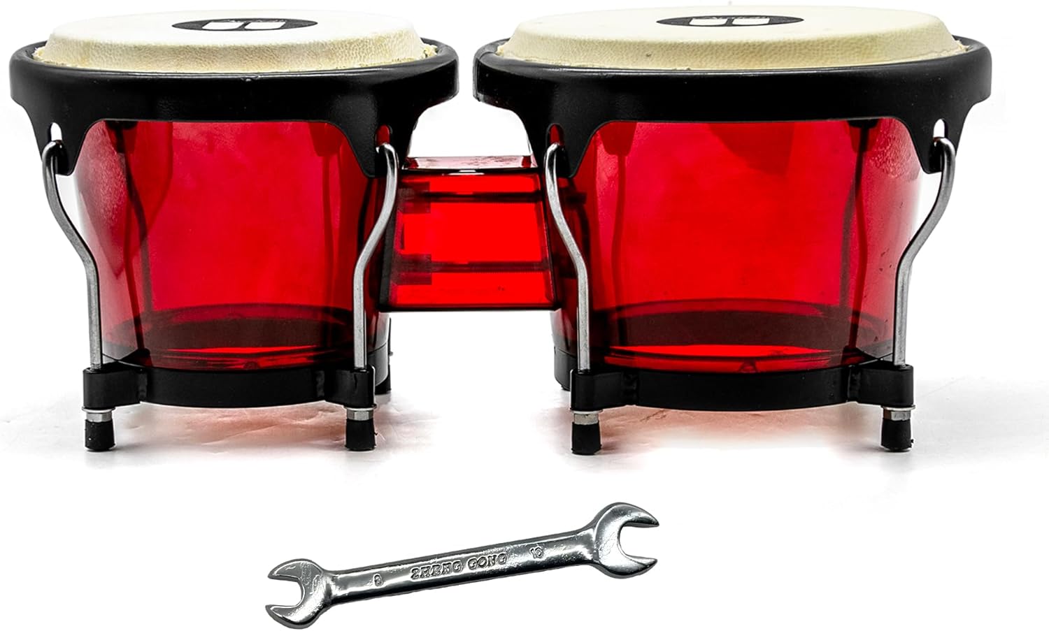 Professional 7" and 8" Bongo Drum Acrylic Shell with Genuine Sheepskin Head, Tuning Wrench Included, Rich Resonant Sound for Beginners & Professionals, Hand Drum Percussion Instrument