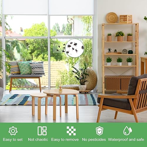 Miniatura 6 de Paquete de 80 trampas adhesivas para moscas para ventana, papel transparente para interiores para el hogar, trampas adhesivas para ventanas de