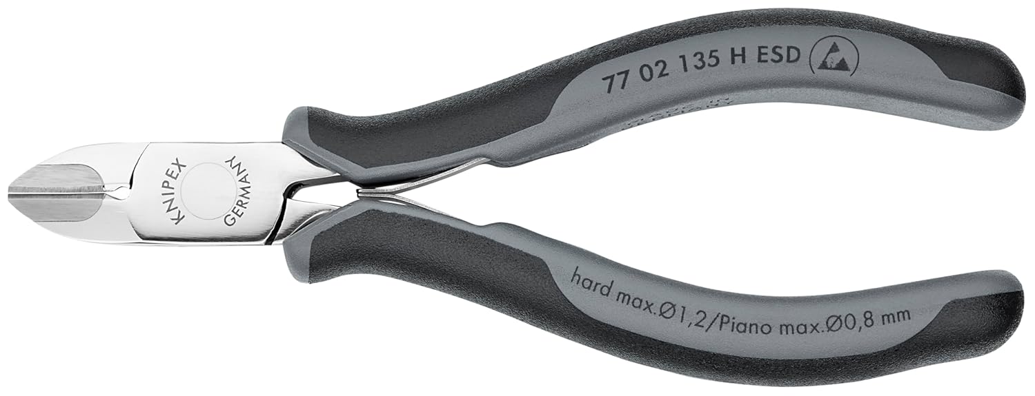 KNIPEX Tools 77 02 135 H ESD Electronics Diagonal Cutters, Carbide Cutting Edges, 5.25-Inch