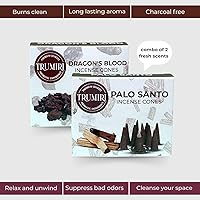 Vista 308 de TRUMIRI Incense Cones - Combo Pack of 20 Cone Incense - 10 Nag Champa + 10 Palo Santo - Insence Cones - Incense Cones Scented - Cone Incense Scents