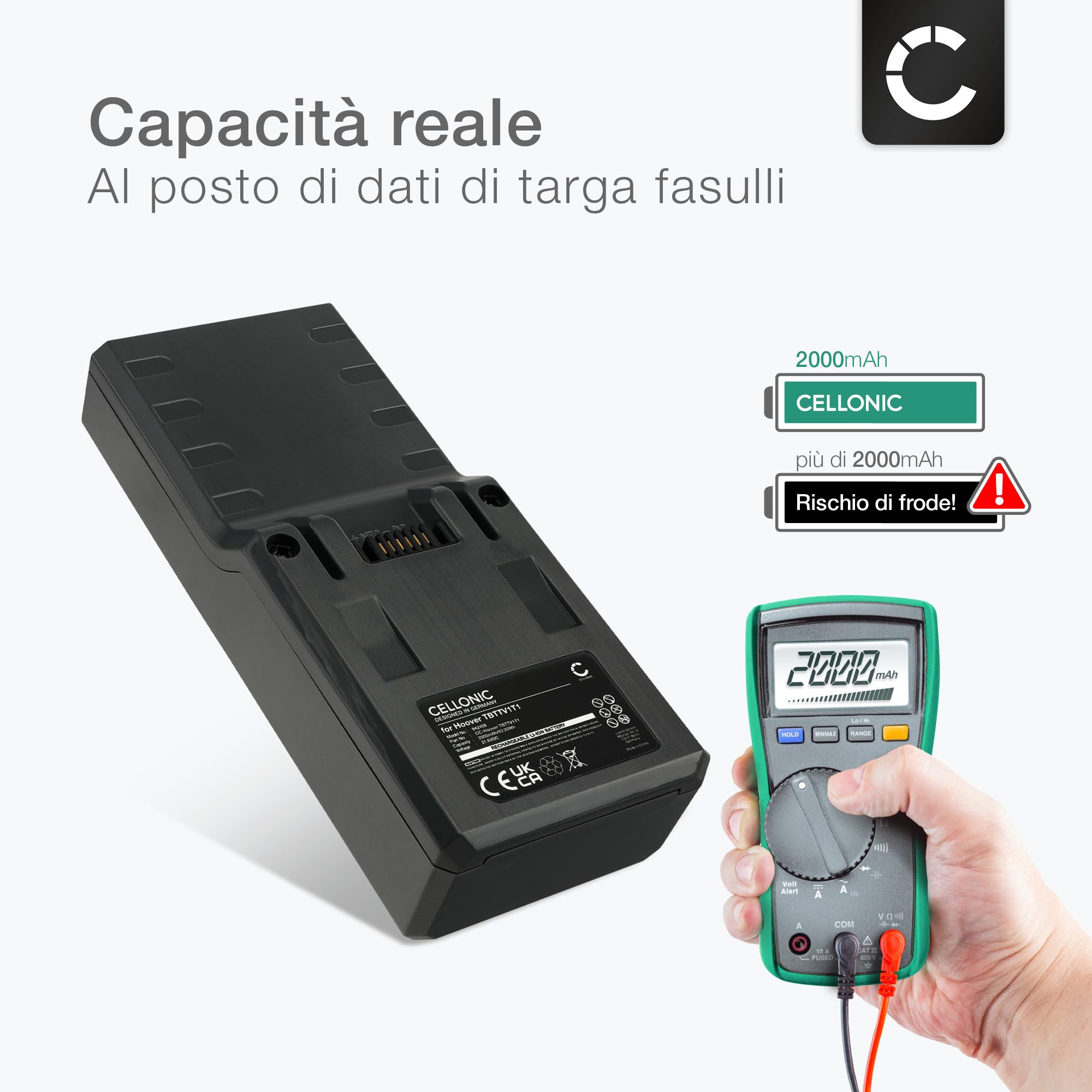 CELLONIC 1x Batteria per Aspirapolvere Compatibile con Hoover FD22G, FD22RP011, FD22G 011, Compatibile con Beko 9178015861 – (2000mAh, 21.6V)