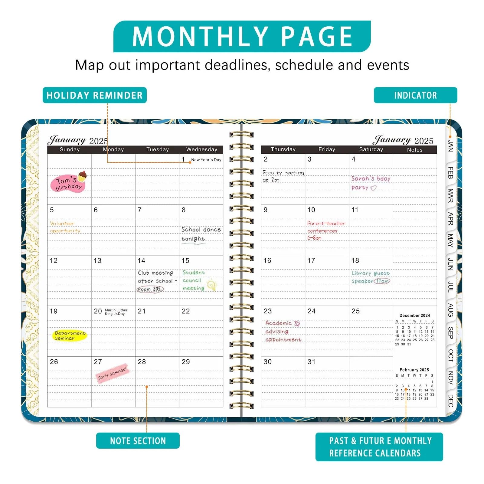 Inspirierendes Notizbuch 2 stücke 71 blätter Floral Monatliche Wöchentlich Planer Agenda A5 Notebook Planer Kalender Zeitpläne Schreibwaren Schule Bürobedarf(B09)