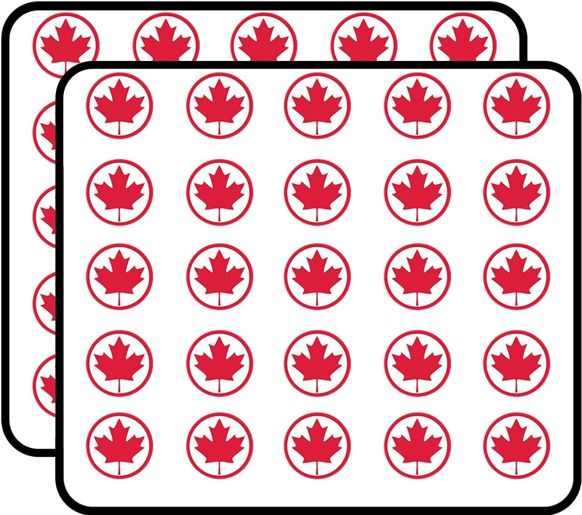 Round Maple Leaf (from Canada Canadian Flag) Sticker for Scrapbooking, Calendars, Arts, Kids DIY Crafts, Album, Bullet Journals