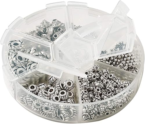Miniatura 10 de Craftdady Cuentas espaciadoras de aleación tibetana mezcladas Antiuqe Perlas sueltas, Metal Plata Zinc Concha