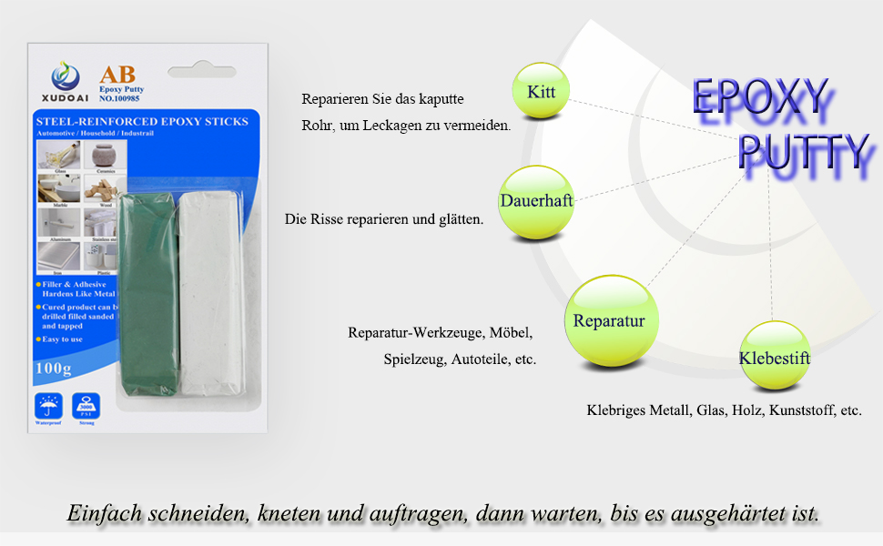 2 Komponenten Knete 100g, XUDOAI Klebstoff-Knetmasse auf Epoxidharzbasi reparatur & behoben & füllen Metall, Harte… – Bild 7