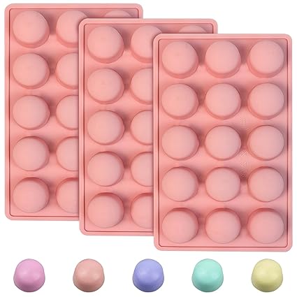 EDUEE Round Chocolate Molds 3pcs Reusable Silicone Mold for Candy Ice Cubes Caramel, Jello, Resin