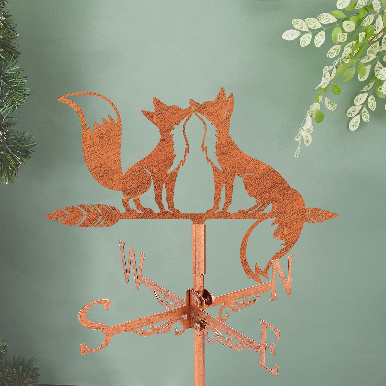 SUPERDANT Banderuola Vento A Forma di Volpe Segnavento In Metallo A Forma di Animale In Rame Rosso Banderuola Segnavento da Tetto Segnali per Fattoria Giardino Prato Paddock Magazzino