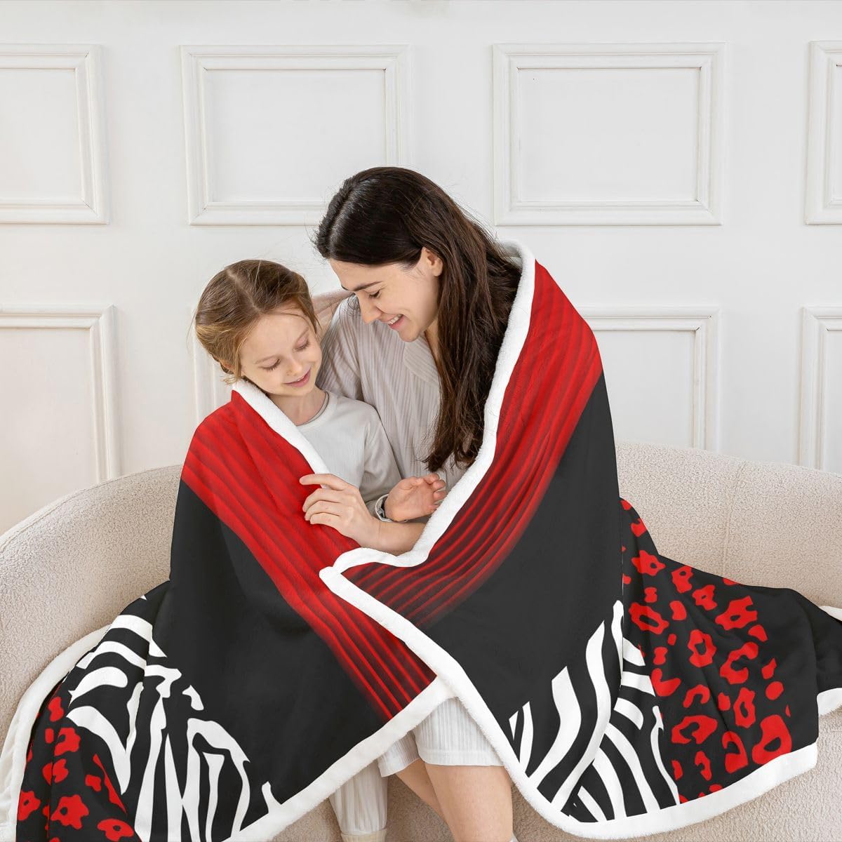 Castle Fairy Ombre Red Black Throw Blanket for Kids,Cheetah Animal Print Fleece Throw Blanket for Bedroom Sofa Dorm Decor,Leopard Zebra Lightweight Bed Blankets,40 x 50 Inches image 2
