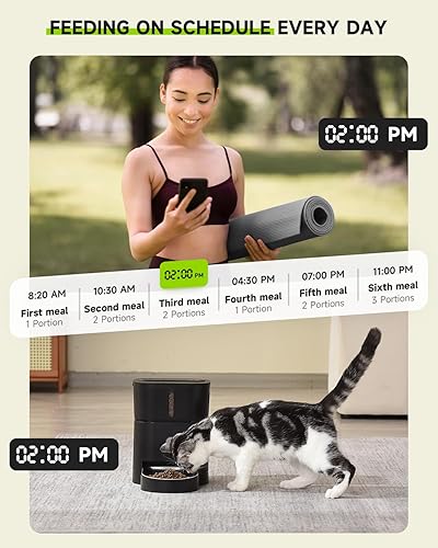 Miniatura 5 de Comederos automáticos para gatos, dispensador de alimentos secos para gatos con tiempo sin obstrucciones, 3L12 tazas, alimentador automático