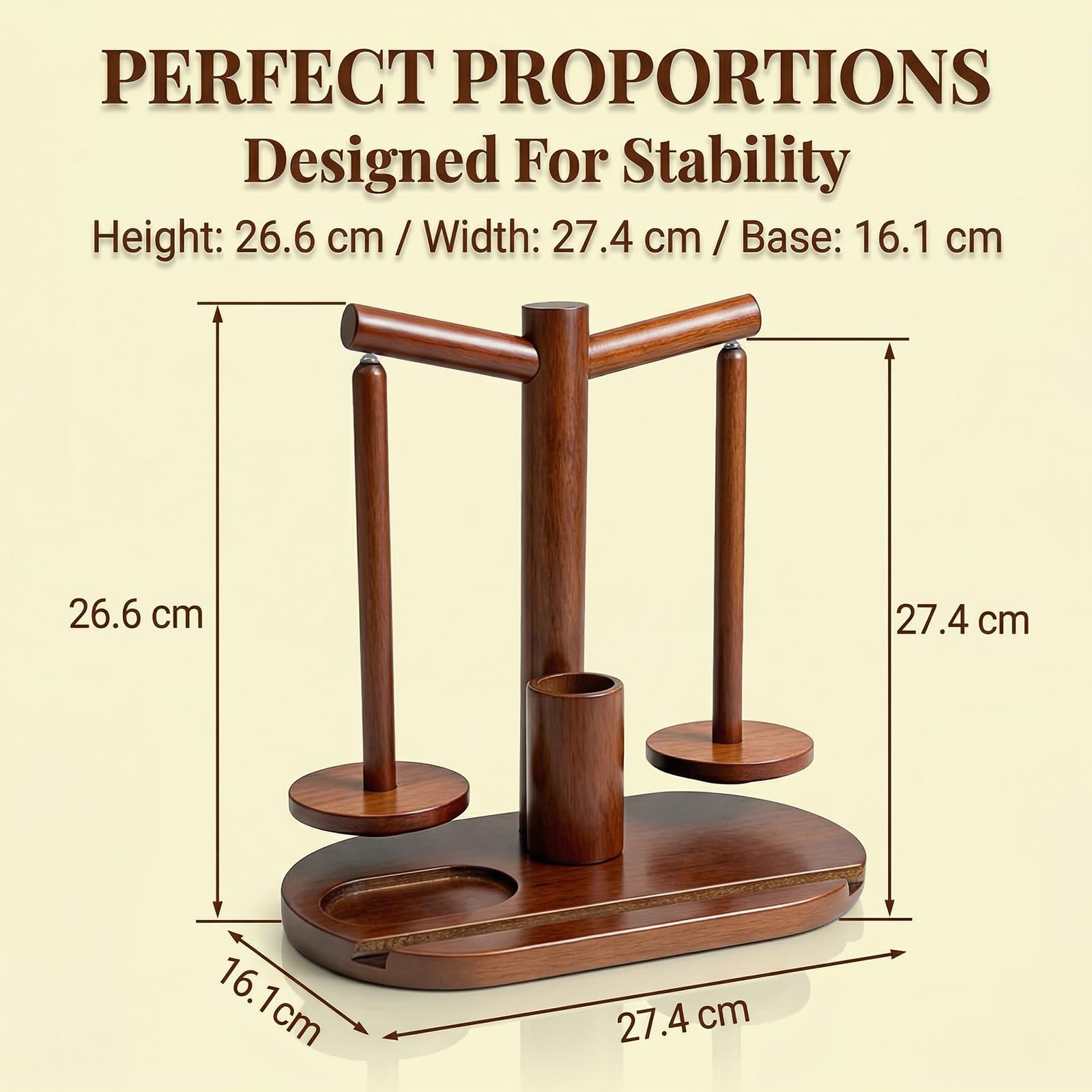 Wollwickler, Soporte de Hilo Giratorio Magnético para Tejer y Ganchillo, Spinner de Madera con 2 Bobinas, Almacenamiento para Accesorios de Tejido y Soporte para Teléfono, Regalo Ideal