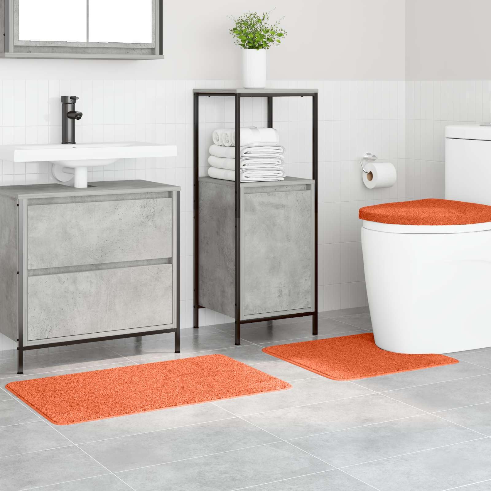 Lot de 3 tapis de bain antidérapants en polypropylène - Orange