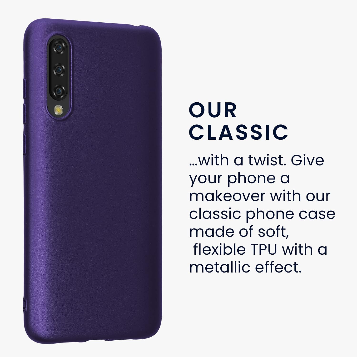 kwmobile Case Compatible with Xiaomi Mi 9 Lite Case - Soft Slim Metallic TPU Silicone Cover - Metallic Blue Violet