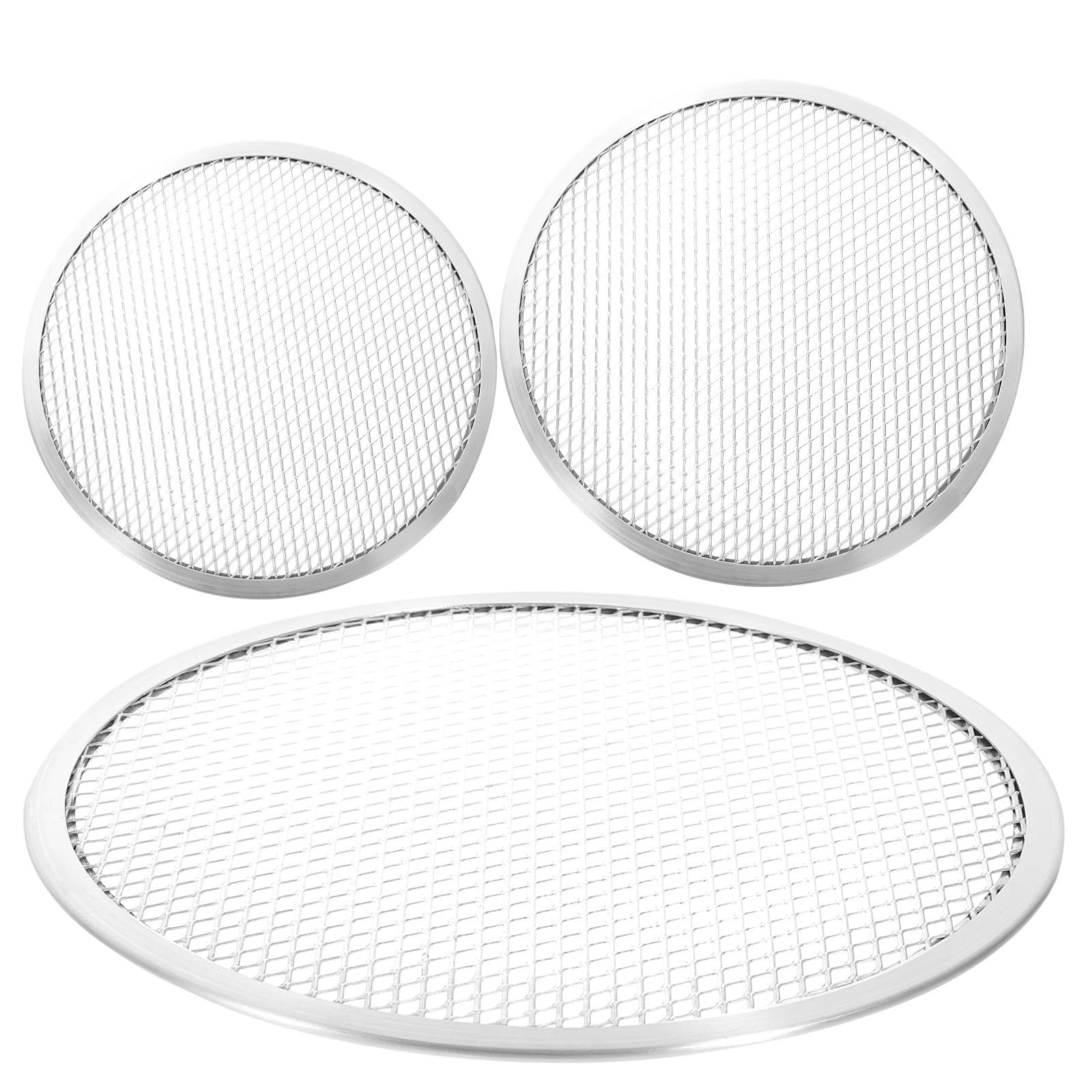 GALPADA Set de 3 Bandejas para Pizza de Aluminio Malla Perforada, Ligeras y Convenientes, Tamaño 10 y 14 Pulgadas para Diversas Necesidades de Horneado
