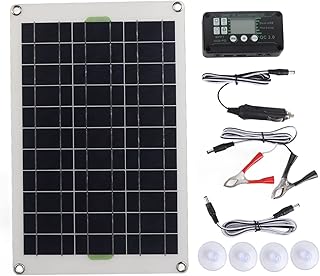 Zestaw paneli słonecznych, 50W 30A 12 V 24V Przenośny monokrystaliczny krzemowy panel słoneczny z jednostką sterującą, przyssawki, system paneli słonecznych o wysokiej szybkości konwersji do kempingu łodzi morskiej RV
