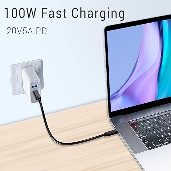USB C Cable 1FT 100W, Short PD Cable