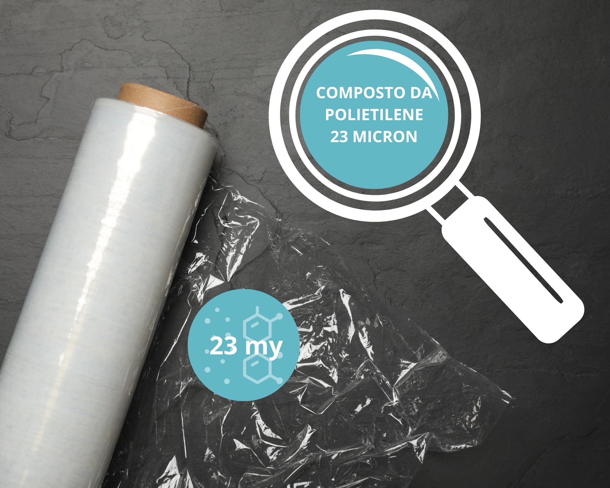 Set 6 pezzi Film Estensibile Pellicola per Imballaggio Multiuso Resistente Estensibile Autoadesiva da Imballaggio per Spedizioni e Trasloco Made in Italy Rotolo 50x160 MT Colore Trasparente