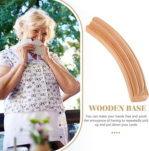 Miniatura 6 de GANAZONO Portatarjetas de madera para naipes Organizador de tarjetas de madera curvada Portatarjetas Accesorios para juegos de cartas, soporte de