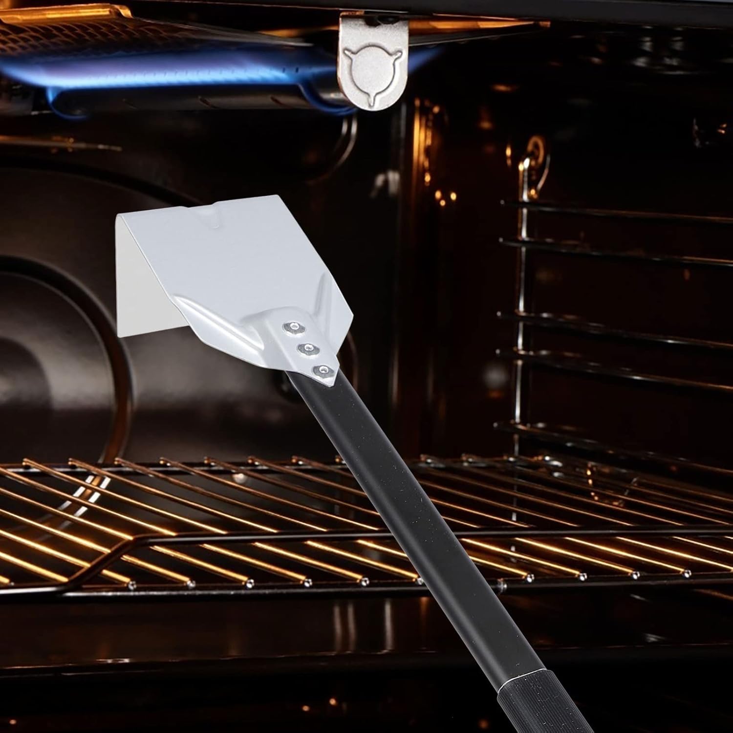 OUNONA BBQ Ash Tool Poker Charcoal Grill Ash Rake Hoe BBQ Cleaner Poker Scraper for Fireplace Stove Pizza Oven Cleaning Tool Accessories