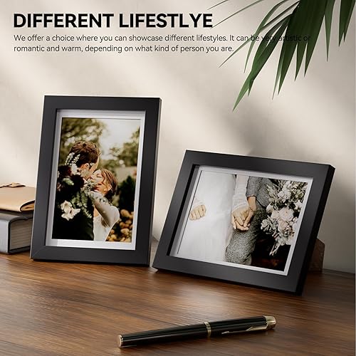 Miniatura 7 de HappyHapi Juego de 14 marcos de fotos de 4 x 6, fotos de mesa o pared de 3.5 x 5 con paspartú o 4 x 6 sin ellos, marcos de fotos a granel para