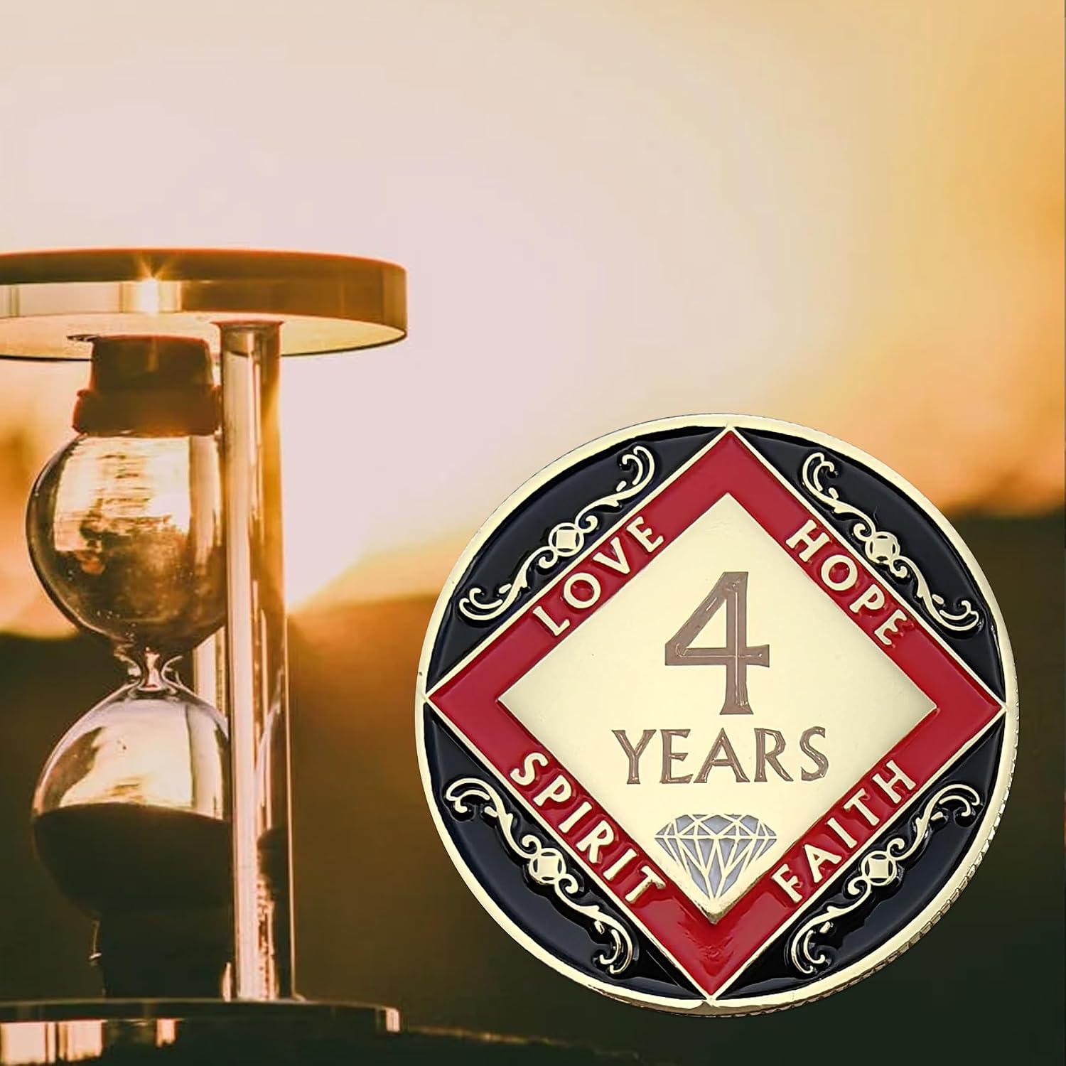 4 Year NA Medallion Four Year Recovery Chip for NA AA 12 Step Narcotics Anonymous Coin Anniversary Token Clean and Sober Gifts for Men Women Celebrating Sobriety and Addiction Recovery