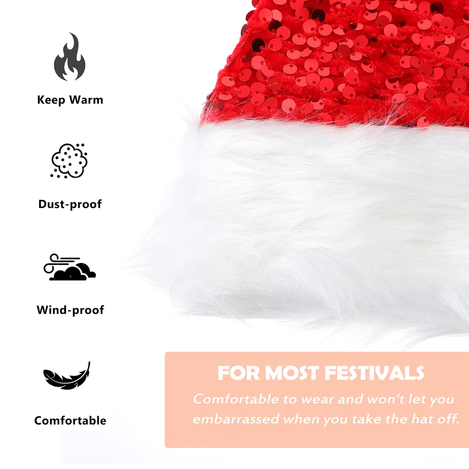 Amosfun 4stücke Weihnachtsmütze Aus Plüsch Mit Pailletten Rote Santa Mütze Für Erwachsene Und Lustiges Weihnachtszubehör Für Festliche Partys Und Winterevents Bequeme Und Warme