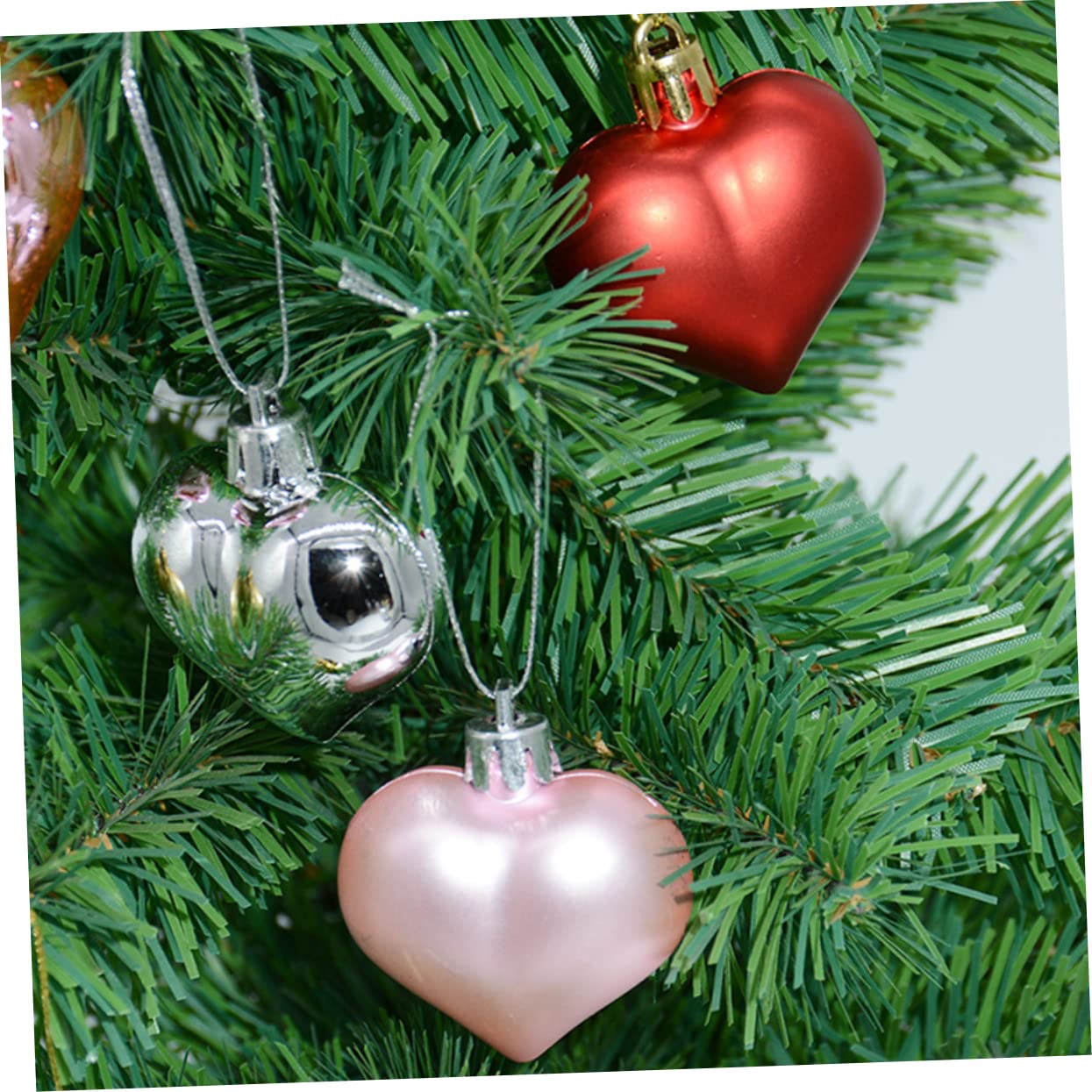 Ciieeo 8 Cajas De Navidad Adornos Colgantes De Corazón para Árbol De Navidad Bola De Navidad para Manualidades DIY Colgante Decorativo Decoraciones para Árboles De Navidad Guirnalda