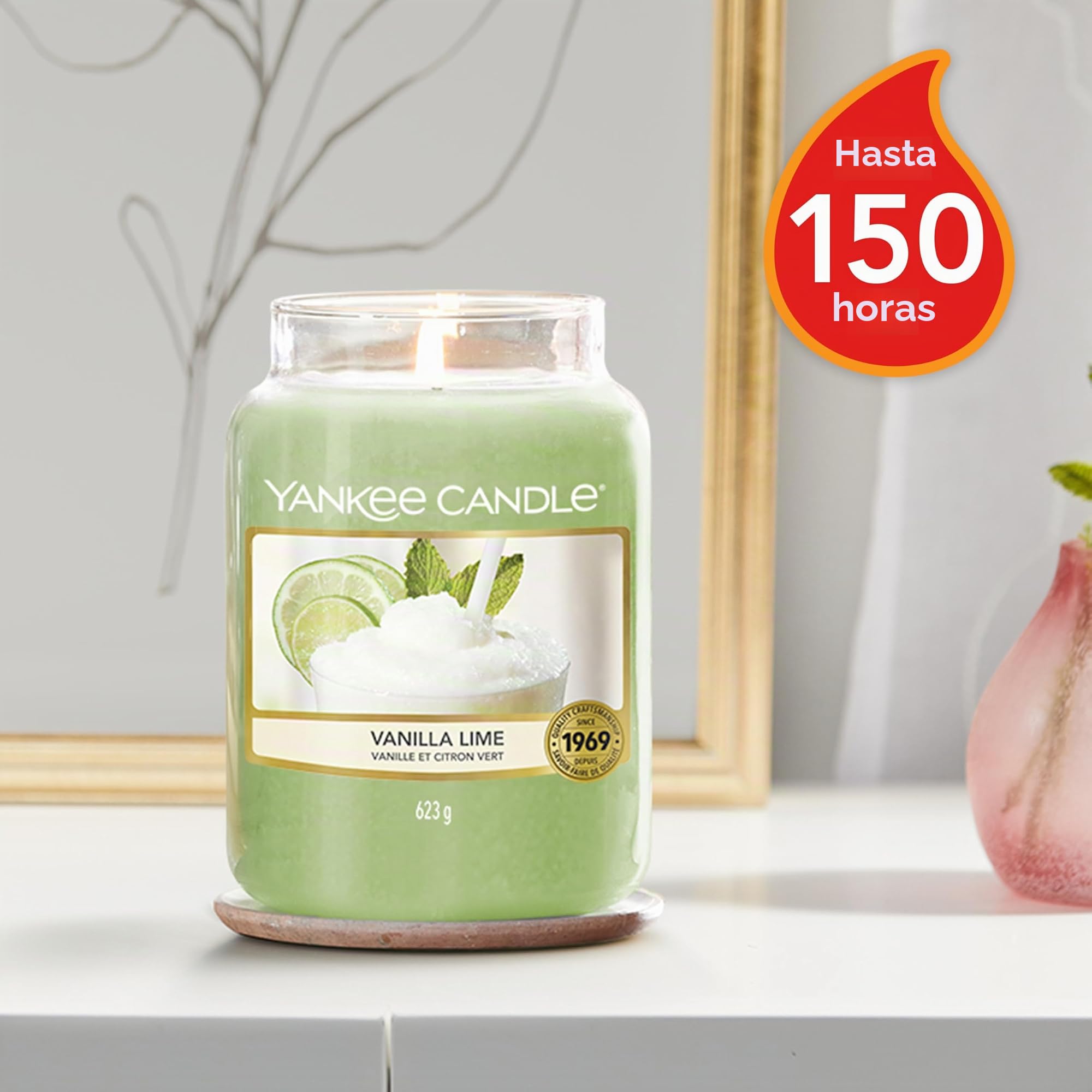 Yankee Candle Vela perfumada en tarro grande | Vanilla Lime | Velas de larga duración: hasta 150 h | Regalos perfectos para mujeres