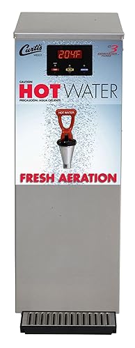 Wilbur Curtis Dispensador de agua caliente eléctrico de 5 galones con aireador, doble voltaje, dispensador de agua caliente comercial con módulo de