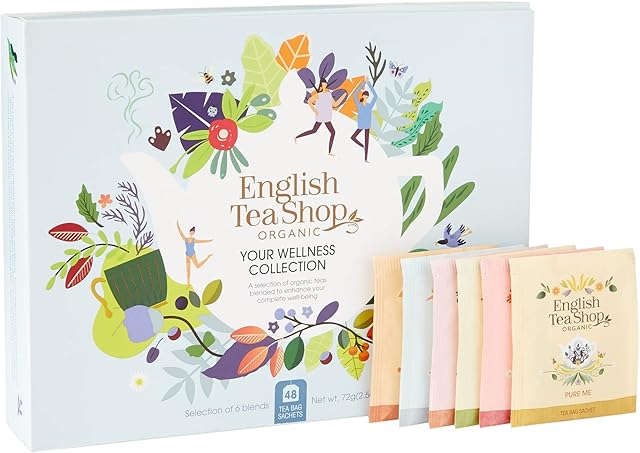 English Tea Shop Organic Your Wellness Collection Gift Pack - 48 Tea Bags Sachets - 6 different flavours.