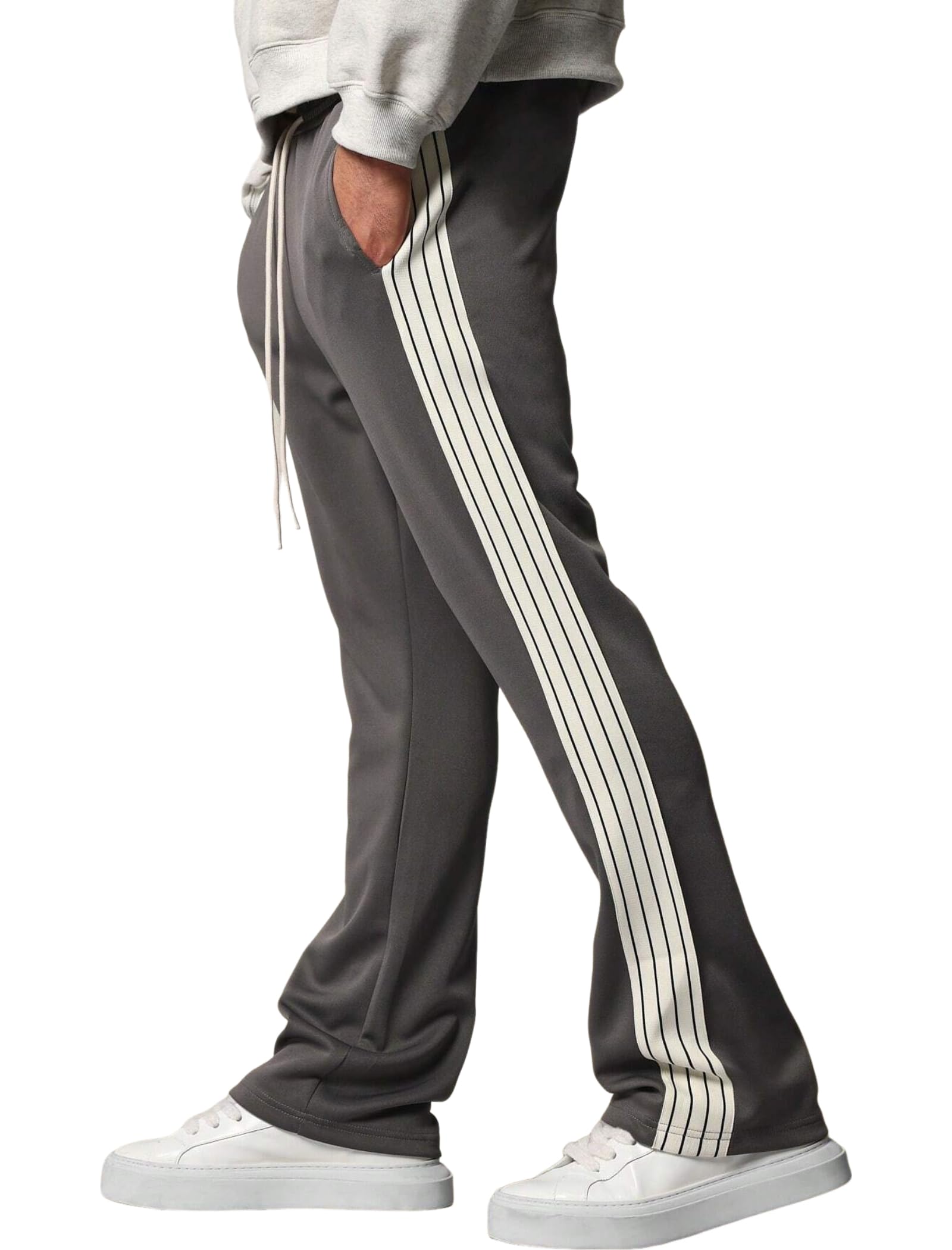 ZAFUL Mens Baggy Sweapants Y2k Pants Side Stripe Drawstring Wide Leg Lounge Track Pants Workout Trousers