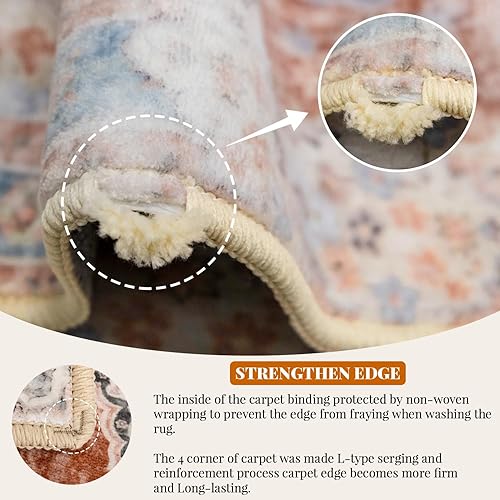 Miniatura 21 de MUJOO - Alfombra de 8 x 10 pies para sala de estar, grande, lavable, bohemio, para dormitorio, antideslizante, abstracto, suave, de pelo corto