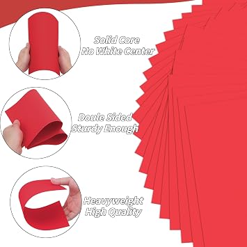 100 Sheets Red Card Stock 8.5 x 11in,250GSM 92lb Red Cardstock Card Stock Construction Paper,Heavy Weight Printer Paper for Invitations, Stationery Printing, Scrapbooking,Crafts, DIY Cards